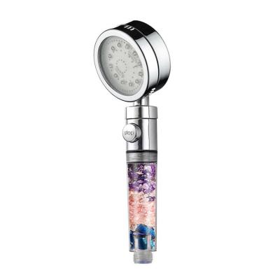 China With Switch Spa 2022 With Stones Water Fall Filter Crystal Combo Handheld Led Shower Head for sale