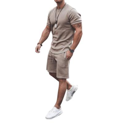 China Anti-wrinkle 2021 Summer Men's Clothing Simple Blank T-shirt With Shorts Tracksuit Two-piece Sports Casual Men for sale