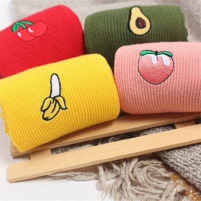 China Sporty Cute Embroidery Banana Print Fruit Cartoon Funny Socks Cherry Peach Girls Socks Korean Long for sale