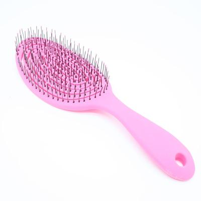 China Custom Bathing Cushion Flexible Nylon Beads Tilted Vent Rose Hollow Detangling Hair Brush For Removing Knots Quick Dry for sale