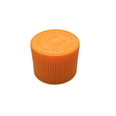 China Non Spill Normal 24mm Plastic 28mm Screw Cap With PE Liner Plastic Bottle Cap With Ribbed for sale