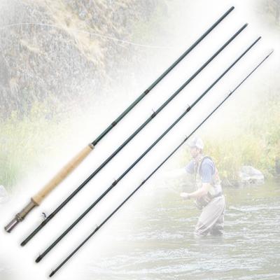 China Carbon 9ft Freshwater Fishing Rod Ultralight 4 Section Wood Handle Carbon Fiber Fly Rod for sale