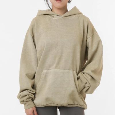 China Breathable Dye Dyed Oversized 14oz Cotton Heavy Fleece Fit Hooded Sweatshirt For Women for sale