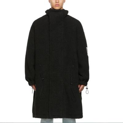 China Black Sherpa Fleece Anti-Wrinkle Mens Faux Fur Oversized Coat for sale