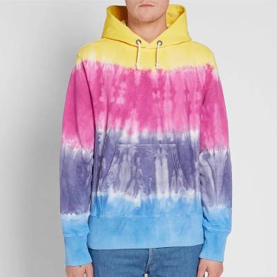 China Anti-pilling Oversized 100% Cotton Color Block Hoodie Streetwear Hip Hop Tye Dye Hoodies For Men for sale