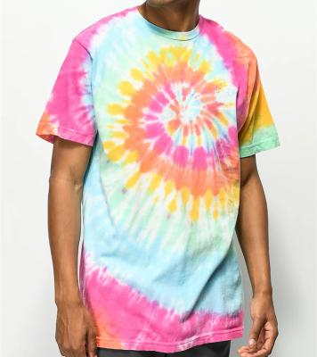 China Breathable Men's Cotton Tie Spiral Rainbow Multi Dye T-Shirt for sale