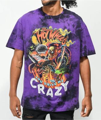 China Breathable Men's cotton jersey purple tie dye T shirts with 3D digital printing for sale