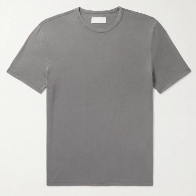 China Anti-Wrinkle Mens Lyocell And Cotton Blend Plain White Tank Top Dye Dyed T-Shirt In Gray for sale