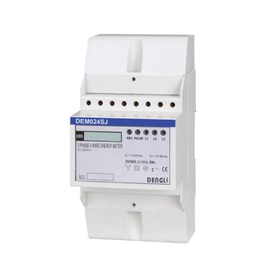 China Model DEM024SJ Three Phase Four Wire Electronic DIN Rail PC (Poly Carbonate) Active Energy Meter for sale