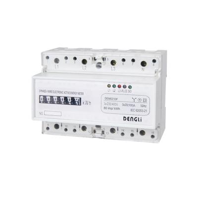 China PC (Poly Carbonate) 3 KWH Wire Energy Active Phase 4 Meter DIN Rail Electronic Energy Meter for sale