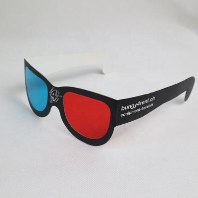 China Custom Paper Logo Anaglyph 3d Paper Eye Red Cyan Glasses Eco - Friendly , Red Blue Paper 3d Glasses for sale