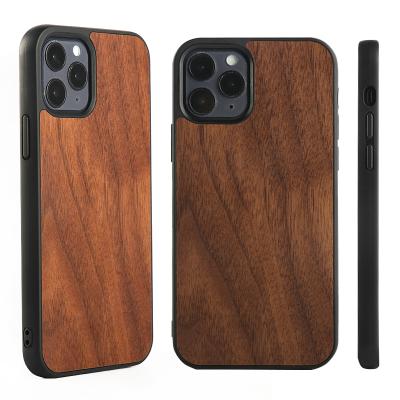 China Hot Popular Practical Natural Cherry Backwood OEM Real Bamboo Protective Good Cover Tpu Wood Phone Case For Apple iPhone 11 12 Pro Max for sale