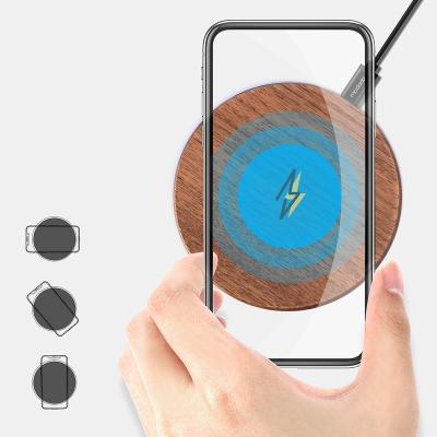 China Unique Qi Wireless Fast Wooden Charger Good Quality Style Custom Logo Engraving Wood Around Portable Fast Charging for sale