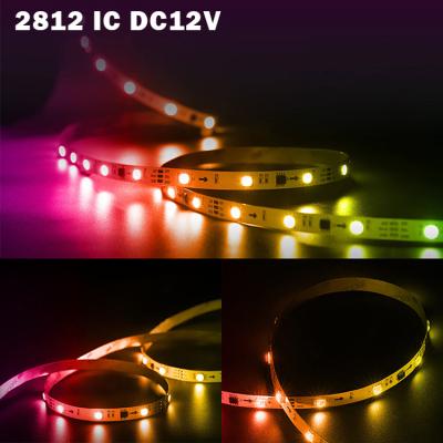 China Theme park high brightness dreamcolor 5050 2812 lux rgb led 3 accessible built in IC ws2812 dc 5V ws2812 led strip light for sale