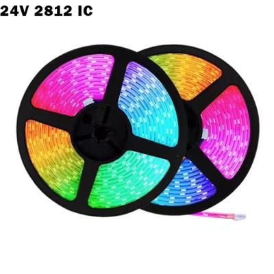 China Theme Park LED Strips Dreamy Color Led Strip Light IC 5v 30/60/144leds/m Internal Magic Color SMD5050 Waterproof Light Strip for sale