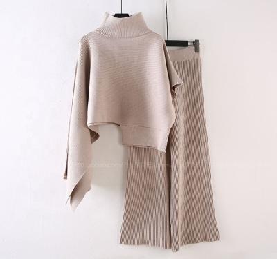 China 2 Piece Korean Turtle Neck Woman Suits Sweater Anti-Pilling Oversize Winter Knitted Sweater Set Of 100% Cashmere Sweaters For Women for sale