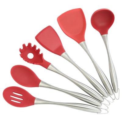 China Durable 6 Piece Stainless Steel Handle Kitchen Tools Silicone Modern Kitchenware Set Durable Non-Stick Cookware for sale