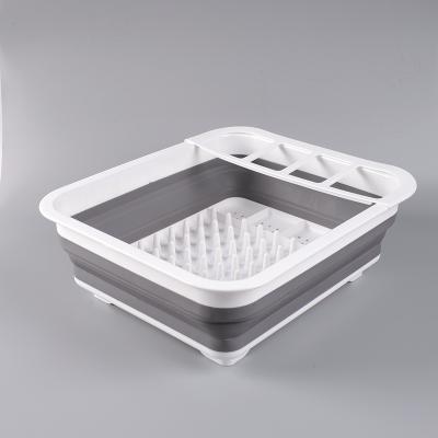 China New Viable Universal Folding Tray Drying Basket Kitchen Accessories Silicone Folding Drain Bowl Holder for sale