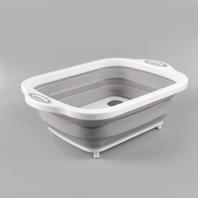 China Factory direct sale new viable kitchen pp TPR folding cutting board and washing basket for sale