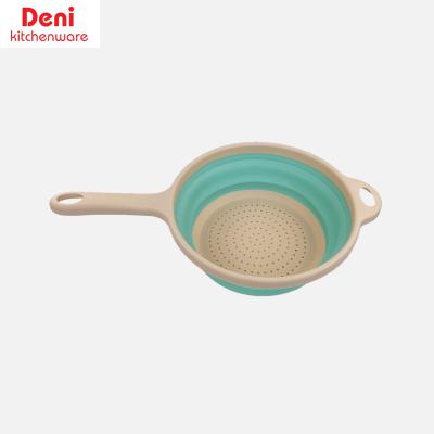 China Best Selling Viable Expandable Food Grade Silicone Handle Wash Drying Storage Vegetable Fruit Fruit Folding Drain Basket for sale