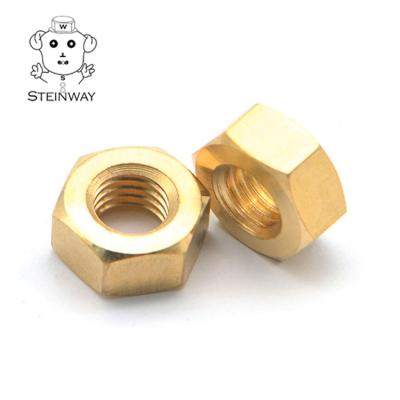 China Din934 Heavy Industry Brass Hex Nut Brass Hex Nut H62 M2 M2.5 M3 M4 M5 M6 M8 M10 M12 for sale