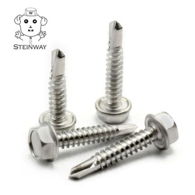 China Pan 410 SS Inox Hex Gasket Wafer Truss Head Tek Roofing Self Drilling Screws Stainless Steel For Sheet Metal Or Wood for sale