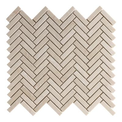 China Natural Stone Mosaico Marmol Herringbone Beige Marble Natural Stone Polished Wall Tile Mosaics for sale