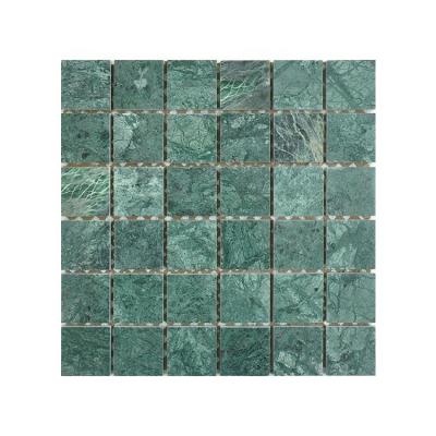 China Natural Stone Green Marble tile Square Indian Green Marble Natural Stone Polished Wall Tile Mosaics for sale