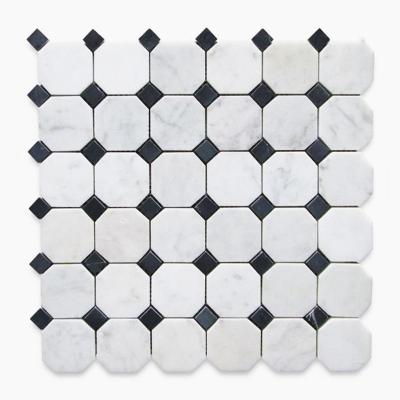 China Natural Stone Floor Tiles Octagon Pattern Bianco Carrara White Marble Natural Stone Polished Wall Tile Mosaics for sale