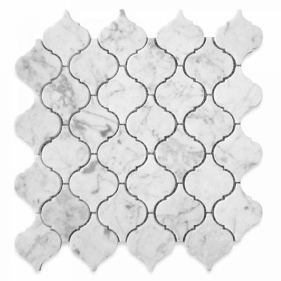 China Natural Stone Marble Mosaic Tile Arabesque Baroque Lantern Bianco Carrara White Marble Natural Stone Polished Wall Tile Mosaics for sale