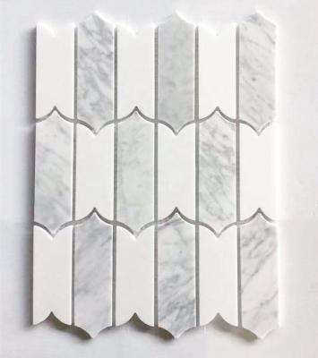 China Natural Stone Tiles For Floor And Bathroom Wall Bianco Carrara White Marble Natural Stone Polished Wall Tile Mosaics for sale