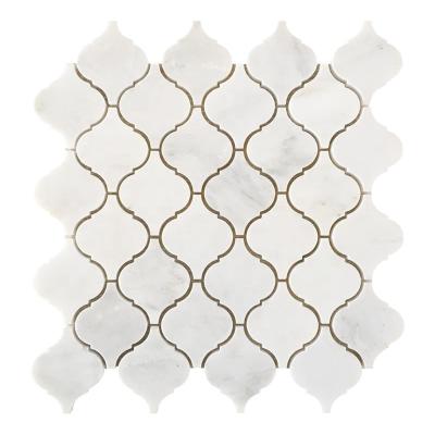 China Natural Stone Mosaic Marble Tiles Arabesque Baroque Lantern Oriental White Marble Natural Stone Polished Wall Tile Mosaics for sale