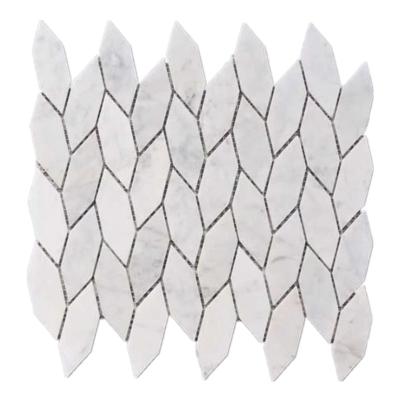 China Natural Stone Natural Stone Mosaic Leaf Pattern Bianco Carrara White Marble Natural Stone Polished Wall Tile Mosaics for sale