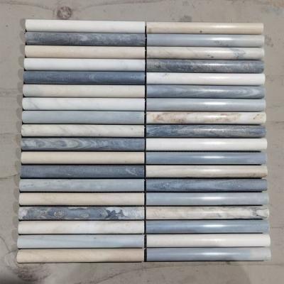 China Natural Stone House Tiles Design Curve Modern Mini Flute Mosaic Bathroom Tiles Decoration Ribbed Fluted Marble Mosaics for sale