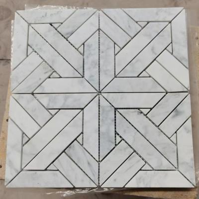 China Natural Stone Grey Marble Floor Tiles Cross Marble Natural Stone Polished Wall Tile Mosaics for sale