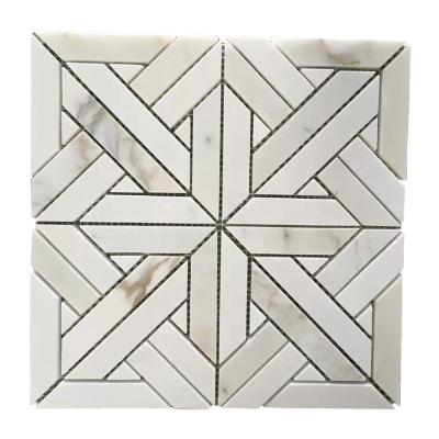 China Natural Stone Floor Tiles Marble Calacatta Gold Natural Stone Polished Wall Tile Mosaics for sale