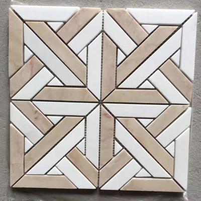 China Natural Stone House Tiles Floor Modern Mixed Color Marble Natural Stone Polished Wall Tile Mosaics for sale