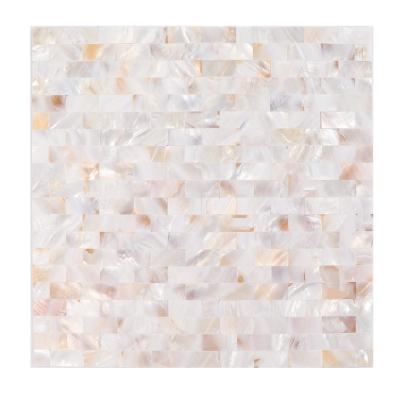 China Parquet Mother of Pearl Mosaic Peel and Stick Seamless Seashell Subway Pattern Mother of Pearl Wall Tile Mosaic Tiles for sale