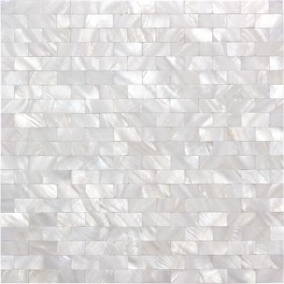 China Parquet Shell Mosaic Tile Peel and Stick Seamless Seashell Subway Pattern Bedroom and Bathroom Mother of Pearl Wall Tile Mosaic Tiles for sale