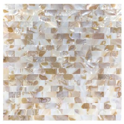 China Parquet Shell Mosaic Tile Peel and Stick Seamless Seashell Subway Pattern Backsplash Mother of Pearl Wall Tile Mosaic Tiles for sale