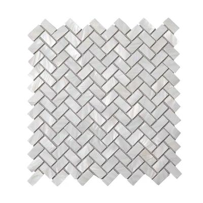 China Parquet Mother of Pearl Mosaic Seamless Seashell Herringbone Pattern Bedroom and Bathroom Shell Wall Tile Mosaic Tiles for sale