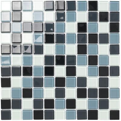 China Parquet Swimming Pool Tiles glass Mixed Black and White Color Swimming Pool Tiles Crystal Glass Mosaic for sale