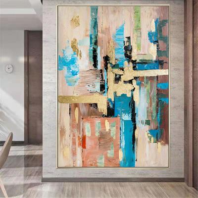 China Modern Abstract Painting 100% Hand Painted Waterproof Art Canvas Oil Painting Wall Art Oil Painting Gold Foil for sale