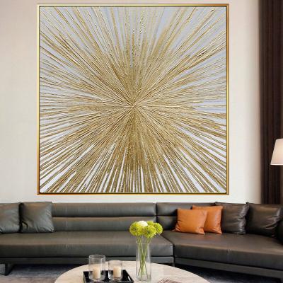 China 100% Handmade Modern Gold Lines Waterproof Oil Painting On Canvas Painting Gold Foil Gold Abstract Art for sale