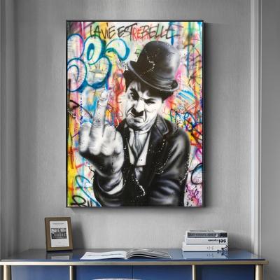 China Modern 100% Hand Painted Waterproof Abstract Graffiti Street Art Pop Art Canvas Oil Painting Wall Art for sale