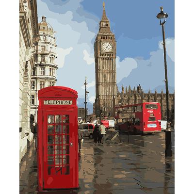 China Modern Hand Painted Digital Oil Painting Print London Graffiti DIY Bedroom Decoration Painting DIY Paint By Number for sale