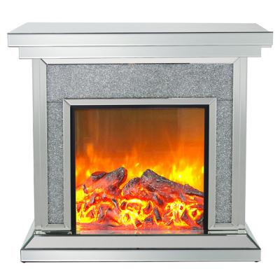 China Modern silver home storge mirror electronic fireplace with remote control for sale