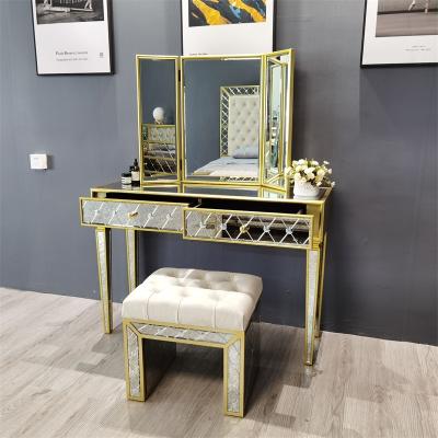 China K.D European Luxury Modern Diamond Rectangle Mirror with Console Table Dresser Dresser Set Shenzhen Home Furniture 30 Pieces for sale