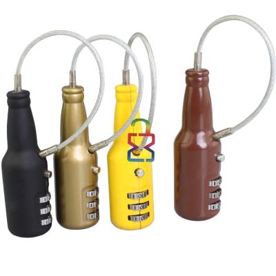 China New Design Bottle Shape Design Wine Bottle Password Lock Combination Lock Cable Wire Padlock for sale