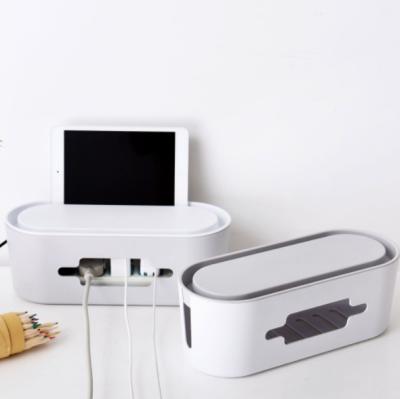 China New Style Multi Stand Phone Holder Power Socket Anti-dust Storage Box Cable Wire Cord Organizer Box for sale